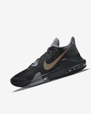 Nike Air Max Impact 3 Negros Grises Grises Oscuro Metal Dorados | MX 4888